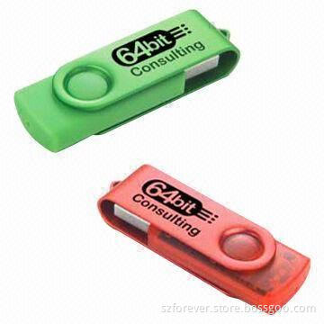 Swivel USB Flash Drives, 1,000G Resistance, Pantone Match USB, 10 Years Data Retention
